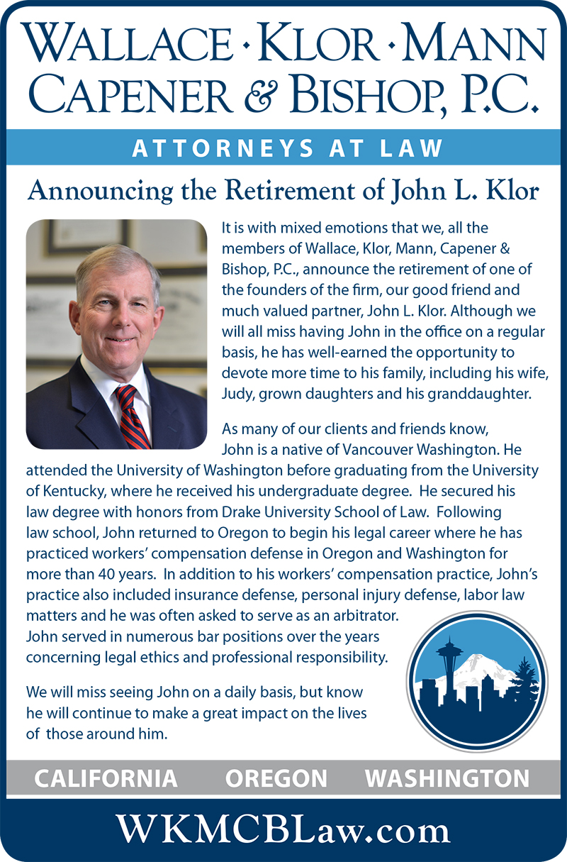 WKMCB Announces Retirement of John Klor